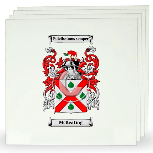 McKeating Set of Four Large Tiles with Coat of Arms