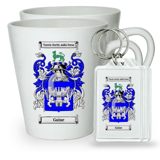 Gaine Pair of Latte Mugs and Pair of Keychains