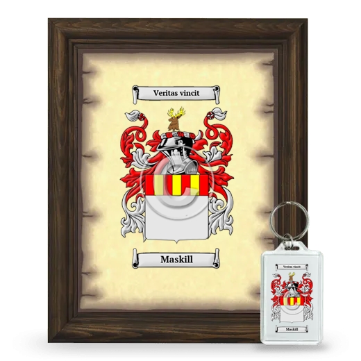 Maskill Framed Coat of Arms and Keychain - Brown