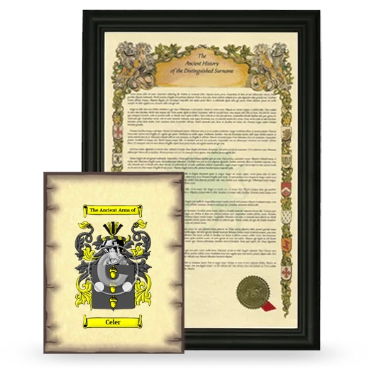 Celer Framed History and Coat of Arms Print - Black