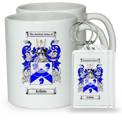 Kellake Pair of Coffee Mugs and Pair of Keychains