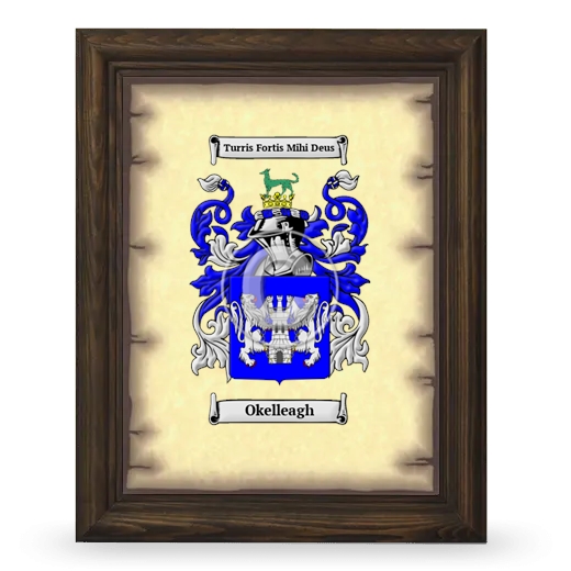 Okelleagh Coat of Arms Framed - Brown