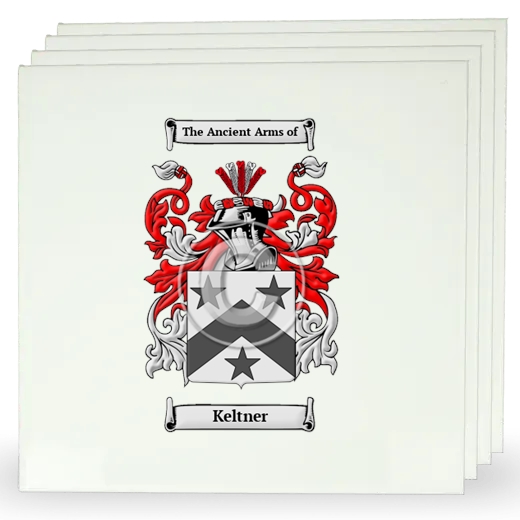 Keltner Set of Four Large Tiles with Coat of Arms