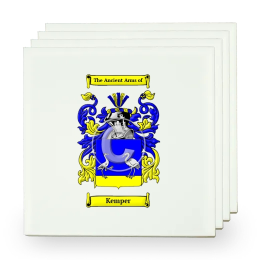 Kemper Set of Four Small Tiles with Coat of Arms