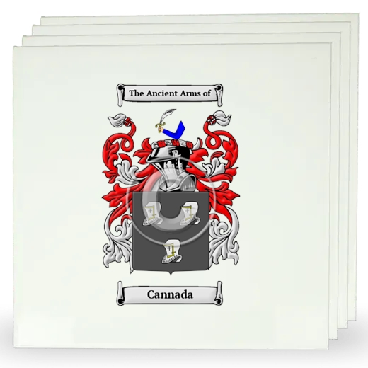 Cannada Set of Four Large Tiles with Coat of Arms