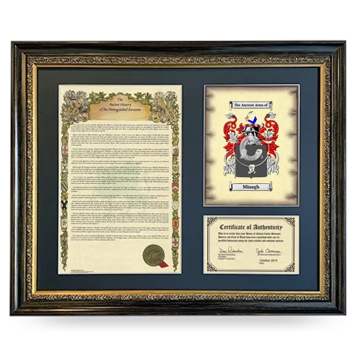 Minagh Framed Surname History and Coat of Arms- Heirloom
