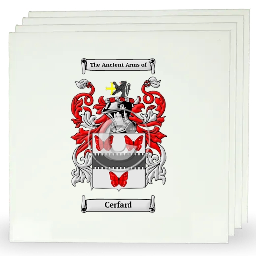 Cerfard Set of Four Large Tiles with Coat of Arms