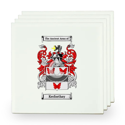 Kerforthay Set of Four Small Tiles with Coat of Arms