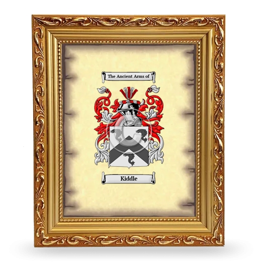 Kiddle Coat of Arms Framed - Gold