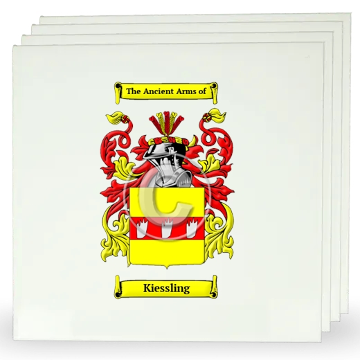 Kiessling Set of Four Large Tiles with Coat of Arms