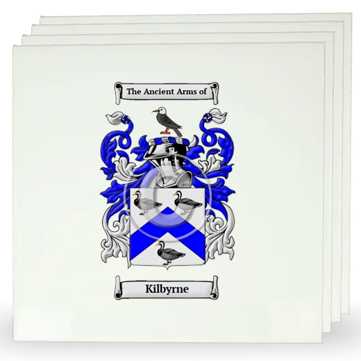 Kilbyrne Set of Four Large Tiles with Coat of Arms