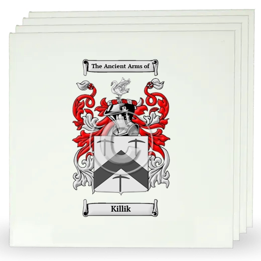Killik Set of Four Large Tiles with Coat of Arms