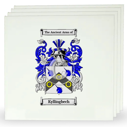 Kyllingbech Set of Four Large Tiles with Coat of Arms