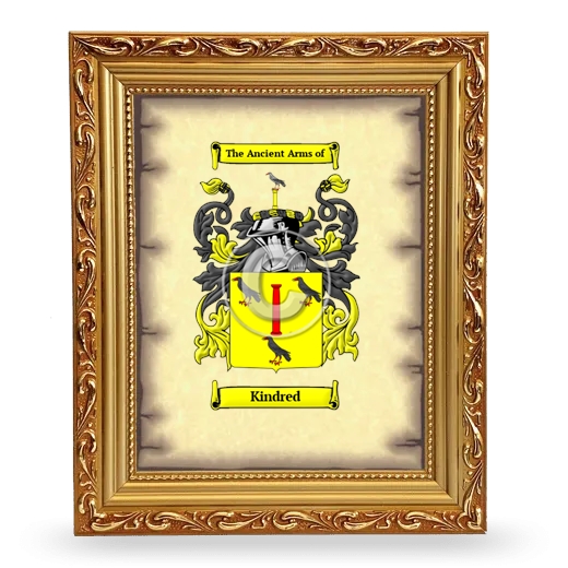 Kindred Coat of Arms Framed - Gold