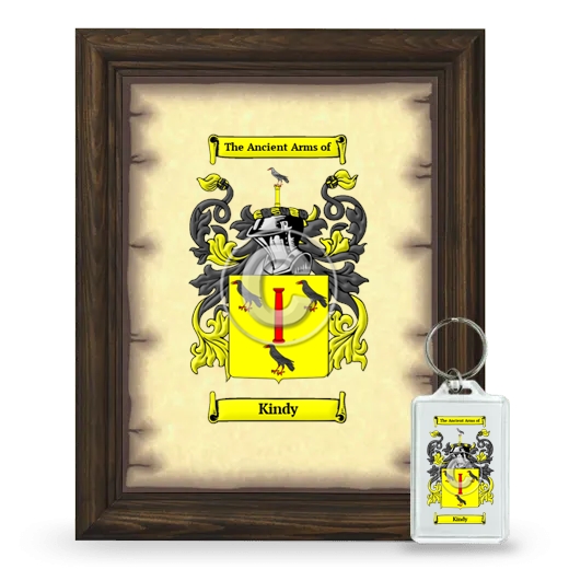 Kindy Framed Coat of Arms and Keychain - Brown