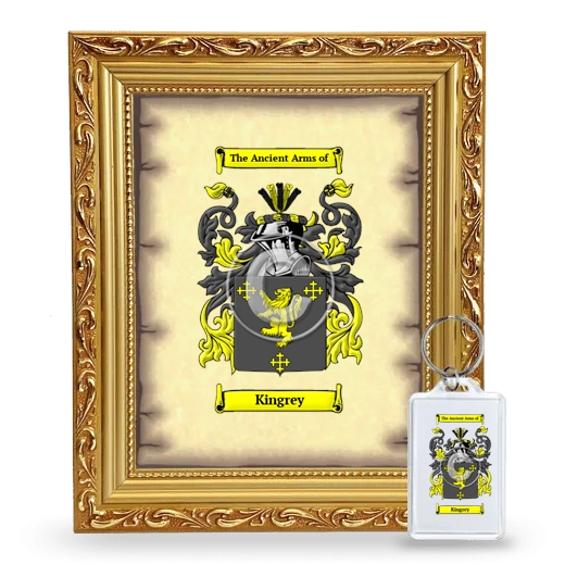 Kingrey Framed Coat of Arms and Keychain - Gold