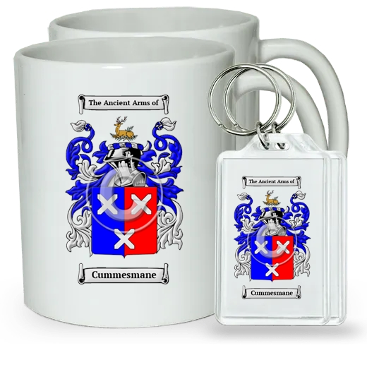 Cummesmane Pair of Coffee Mugs and Pair of Keychains