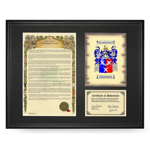 Cummesmant Framed Surname History and Coat of Arms - Black