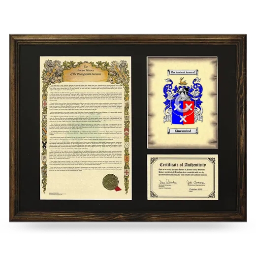 Kinesmind Framed Surname History and Coat of Arms - Brown