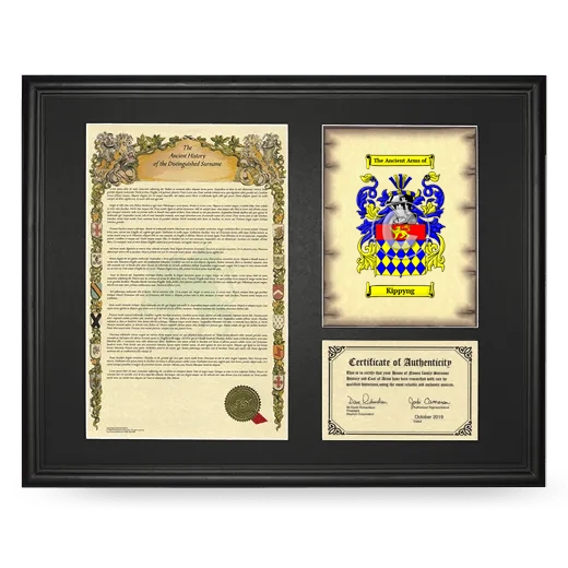 Kippyng Framed Surname History and Coat of Arms - Black