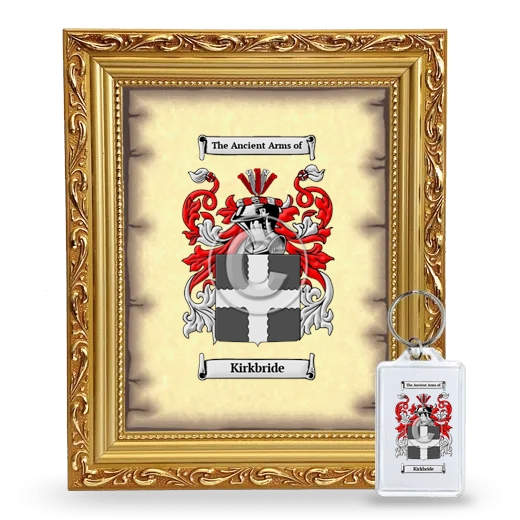 Kirkbride Framed Coat of Arms and Keychain - Gold