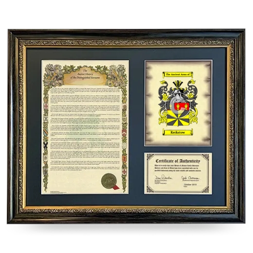 Kerkstow Framed Surname History and Coat of Arms- Heirloom