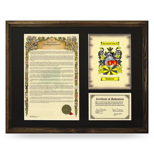 Kerkstow Framed Surname History and Coat of Arms - Brown