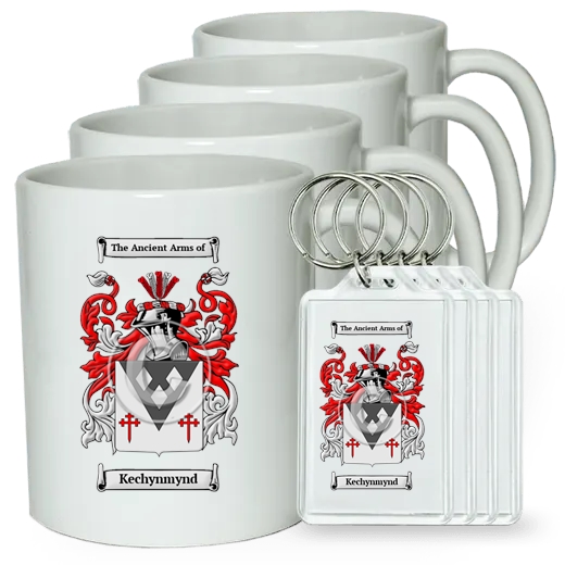 Kechynmynd Set of 4 Coffee Mugs and Keychains