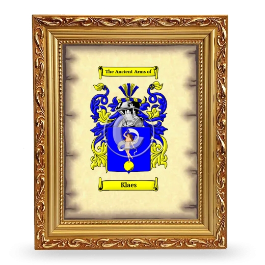 Klaes Coat of Arms Framed - Gold