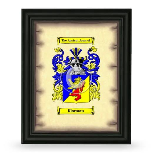 Klorman Coat of Arms Framed - Black