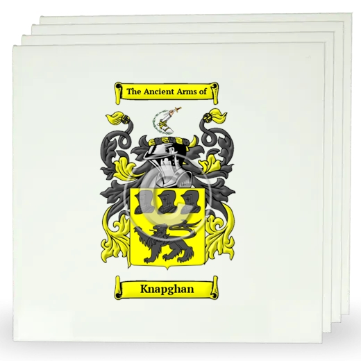 Knapghan Set of Four Large Tiles with Coat of Arms