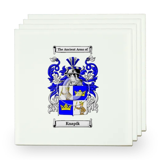 Knapik Set of Four Small Tiles with Coat of Arms