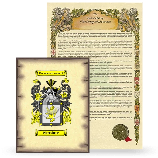 Naresbroe Coat of Arms and Surname History Package