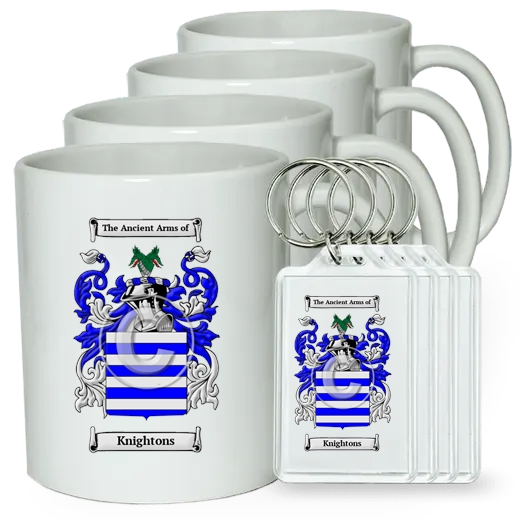 Knightons Set of 4 Coffee Mugs and Keychains