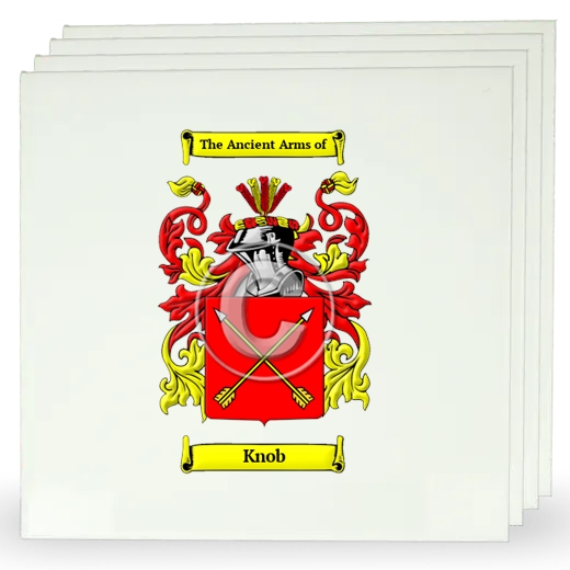 Knob Set of Four Large Tiles with Coat of Arms