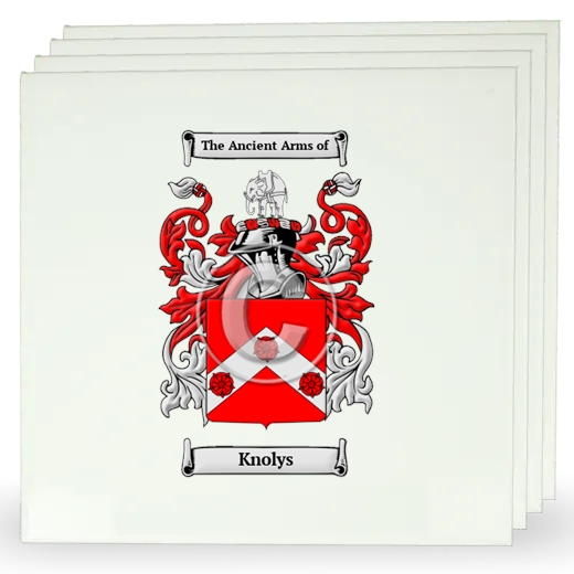Knolys Set of Four Large Tiles with Coat of Arms