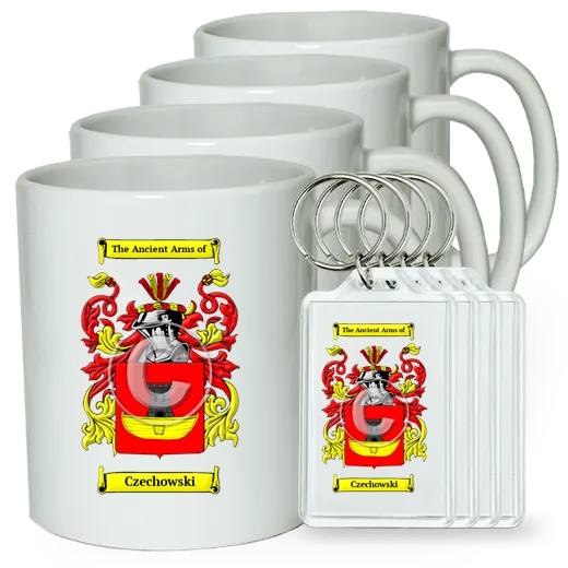 Czechowski Set of 4 Coffee Mugs and Keychains