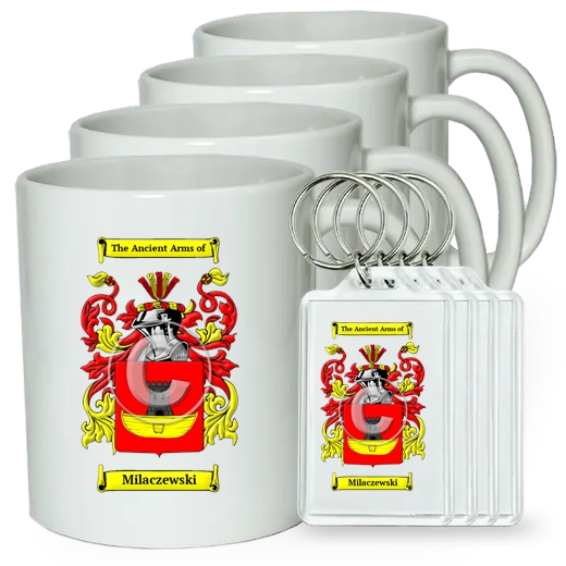 Milaczewski Set of 4 Coffee Mugs and Keychains