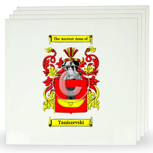 Taniszevski Set of Four Large Tiles with Coat of Arms
