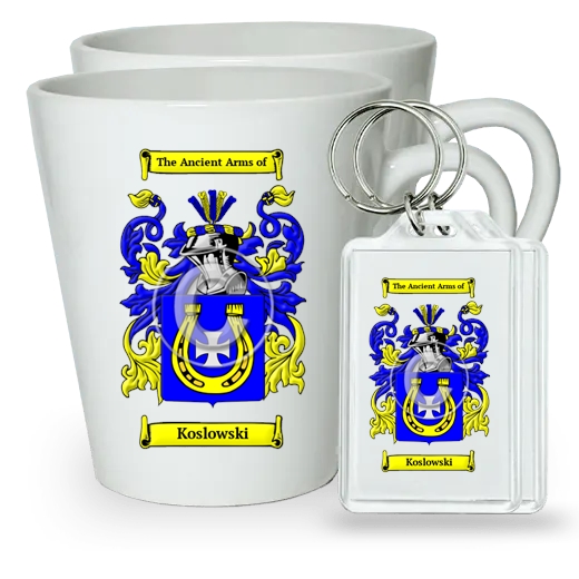 Koslowski Pair of Latte Mugs and Pair of Keychains