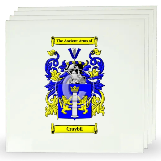 Craybil Set of Four Large Tiles with Coat of Arms