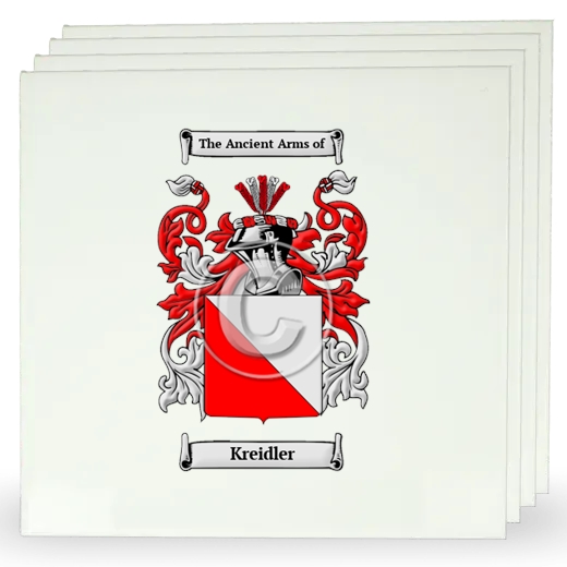 Kreidler Set of Four Large Tiles with Coat of Arms