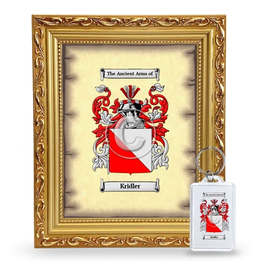 Kridler Framed Coat of Arms and Keychain - Gold