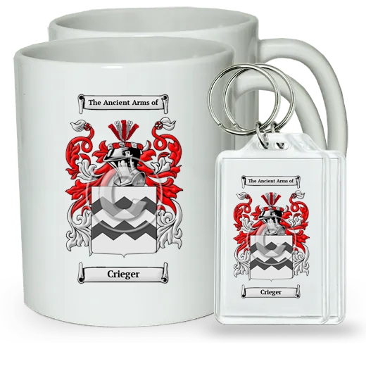 Crieger Pair of Coffee Mugs and Pair of Keychains