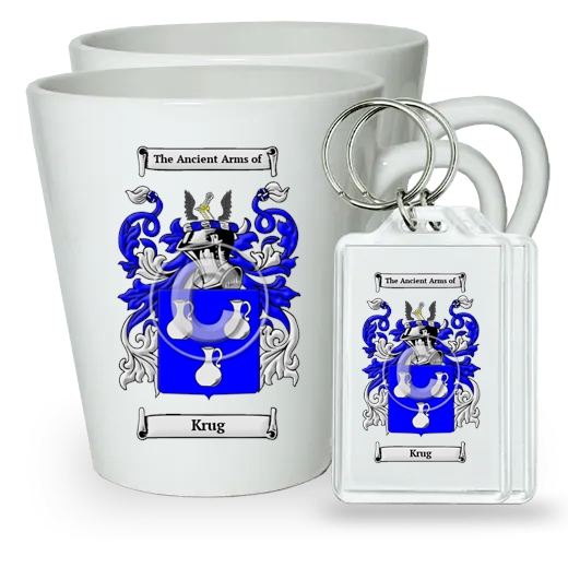 Krug Pair of Latte Mugs and Pair of Keychains