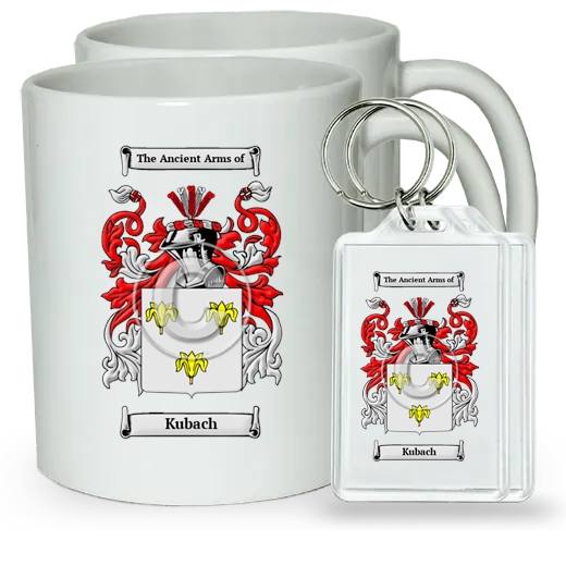 Kubach Pair of Coffee Mugs and Pair of Keychains