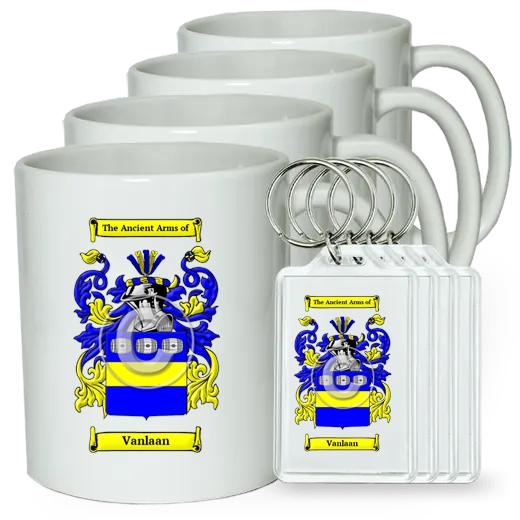 Vanlaan Set of 4 Coffee Mugs and Keychains