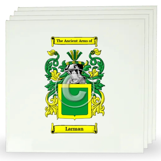 Larman Set of Four Large Tiles with Coat of Arms