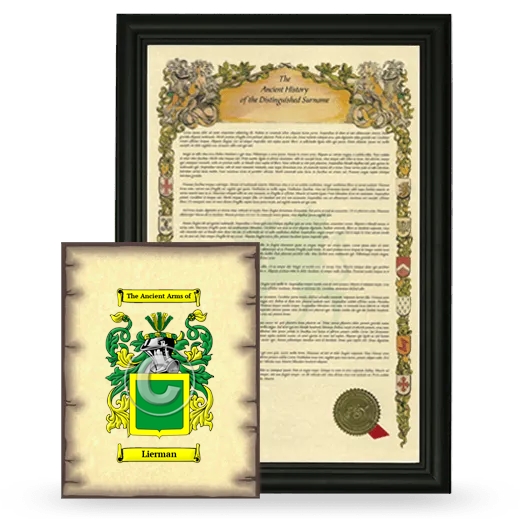 Lierman Framed History and Coat of Arms Print - Black