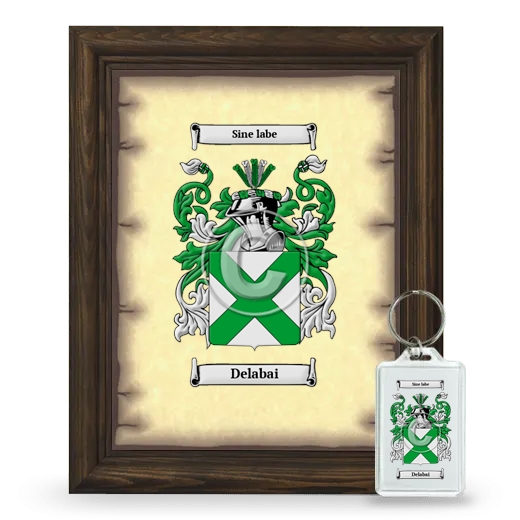 Delabai Framed Coat of Arms and Keychain - Brown